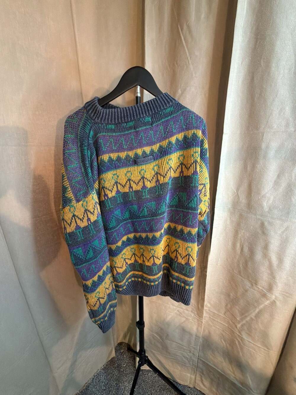 Vintage Unionbay 90s Geometric Pattern Crewneck Knit Sweater, Size L - Picture 2 of 4